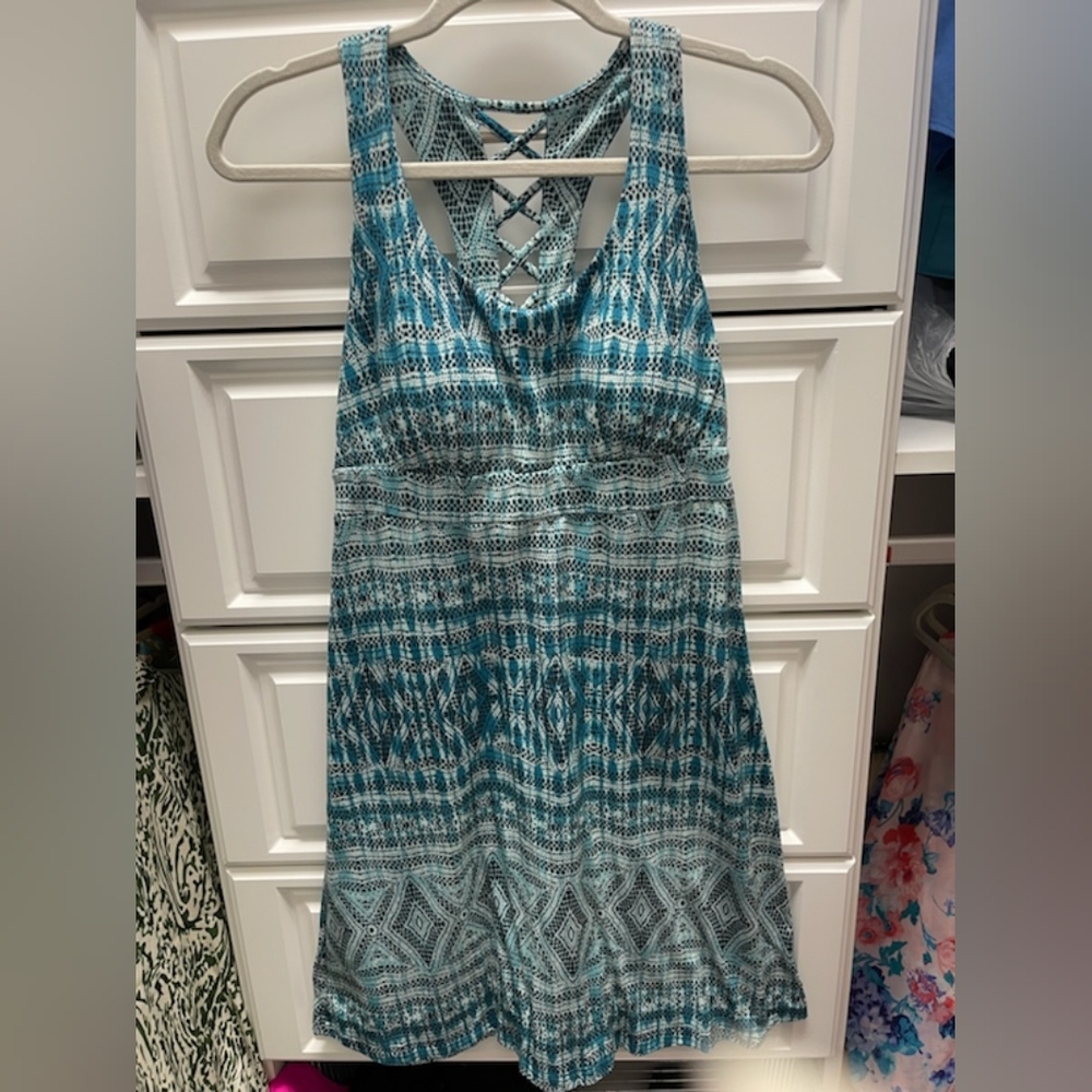 Teal summer dress with bra insert